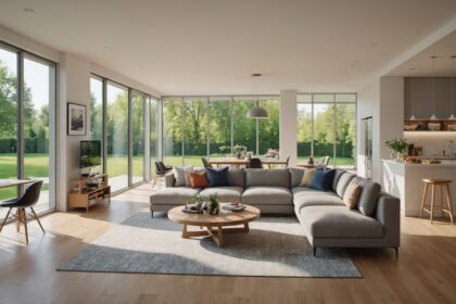 maison moderne construite avec des matériaux durables et certifiés