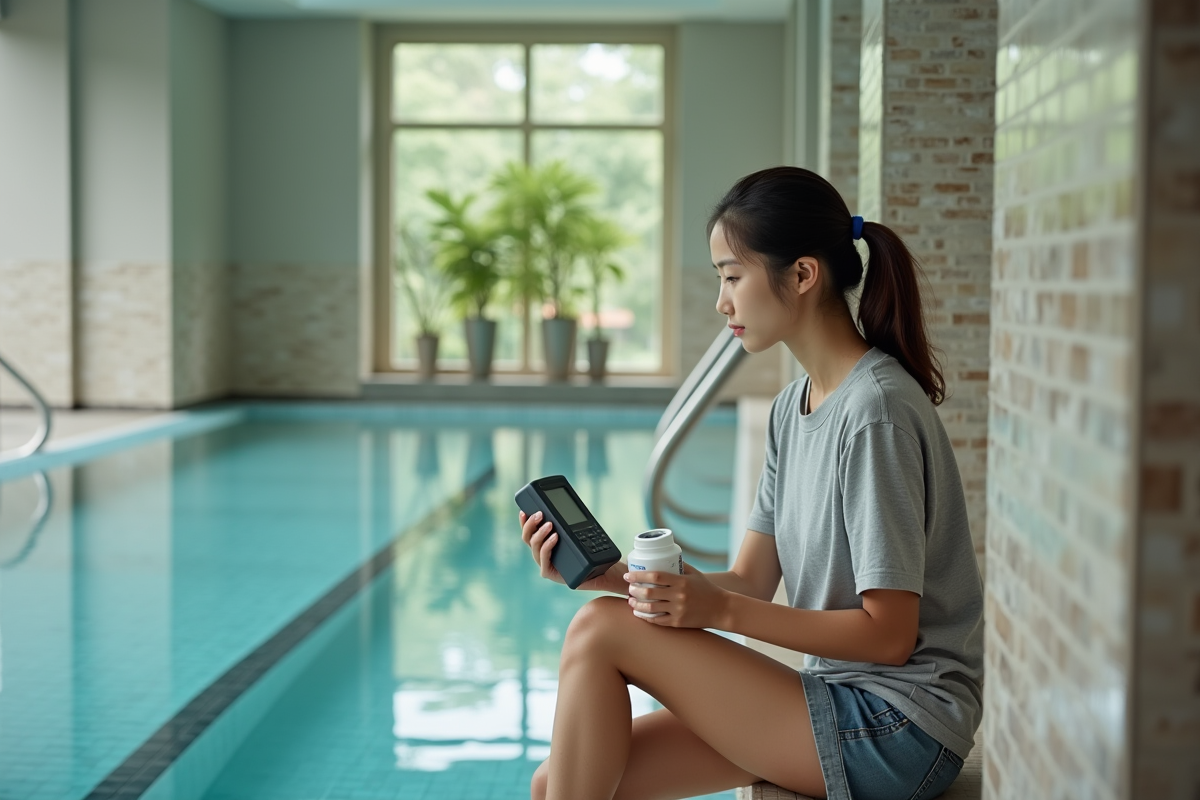 Jeune femme avec un minuteur près d
