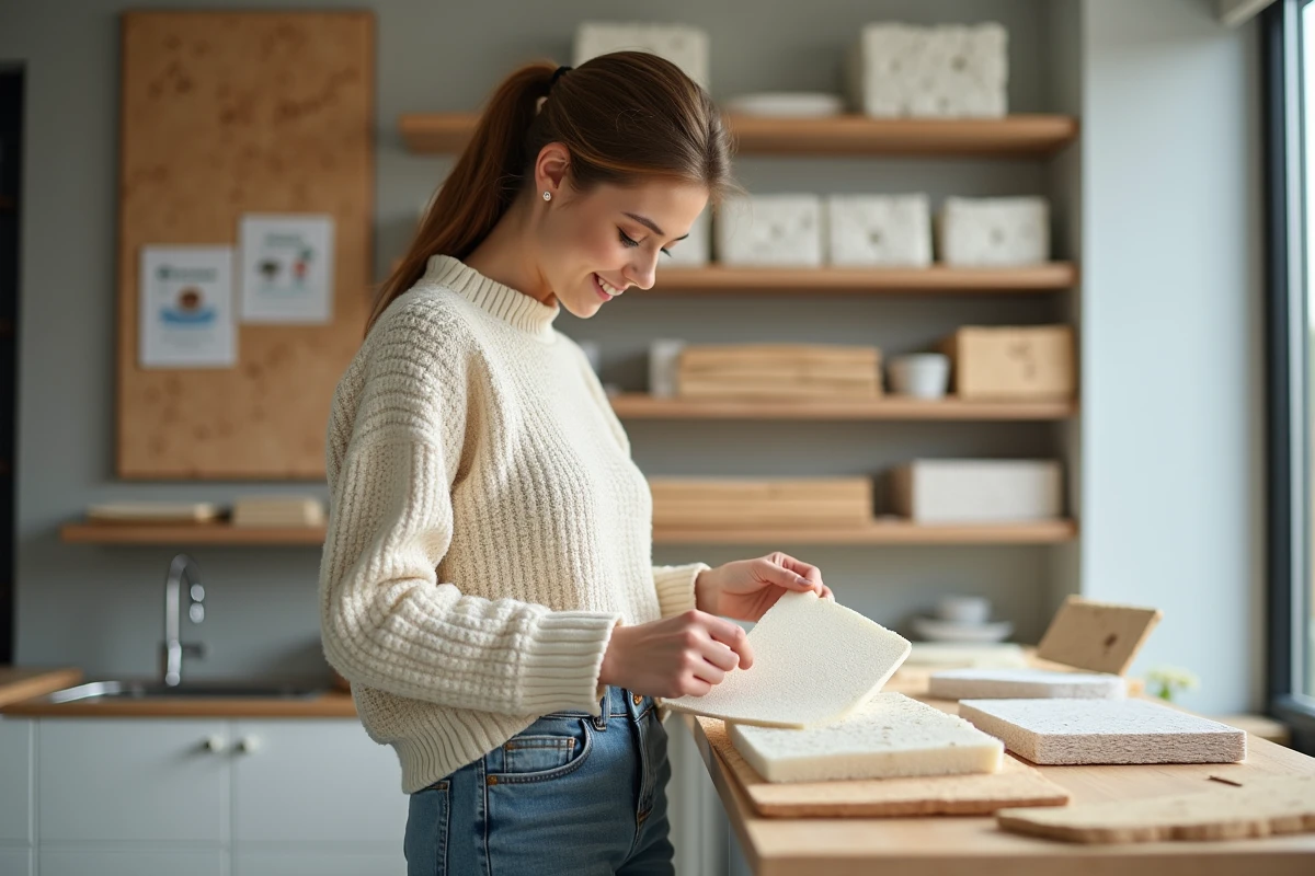 Jeune femme examinant des échantillons d