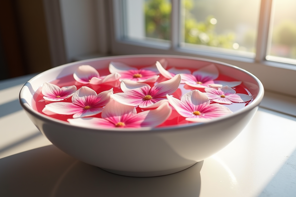 Nénuphars roses et blancs dans un vase intérieur